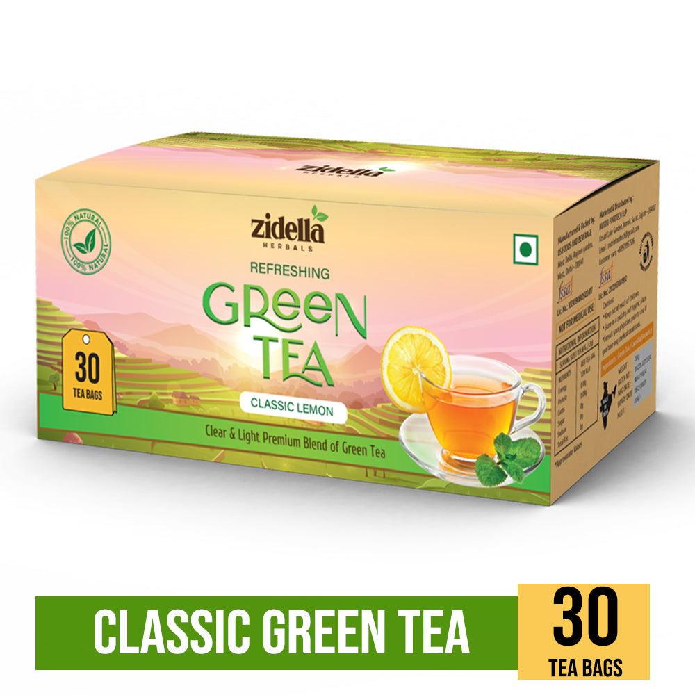 Zidella Herbals Classic Lemon Green Tea | 30 Dip Tea Bags