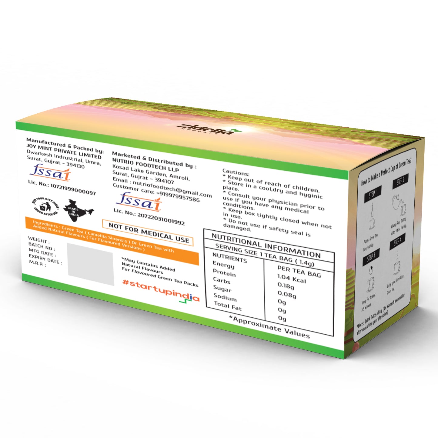 Zidella Herbals Classic Lemon Green Tea | 30 Dip Tea Bags